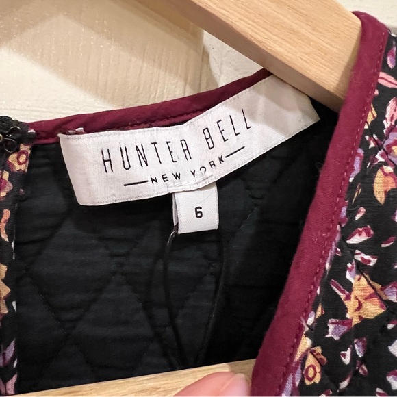 NEW Hunter Bell Brenner Dress Quilted Puff Sleeve Midi Size 6 Midnight Floral - Picture 9 of 13
